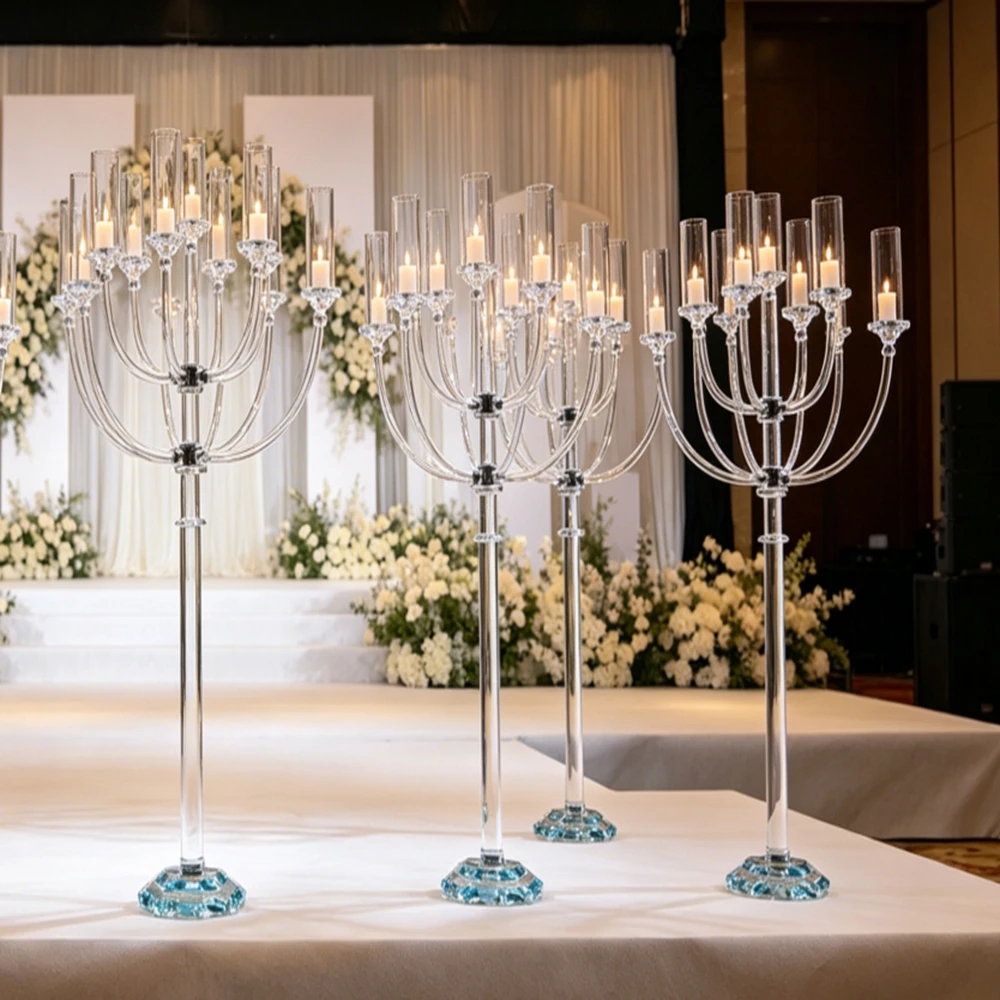 1-10pcsWedding Decoration Supplies Crystal Flower Bowl Candelabra Wedding Crystal Chandeliers for Wedding Centerpiece