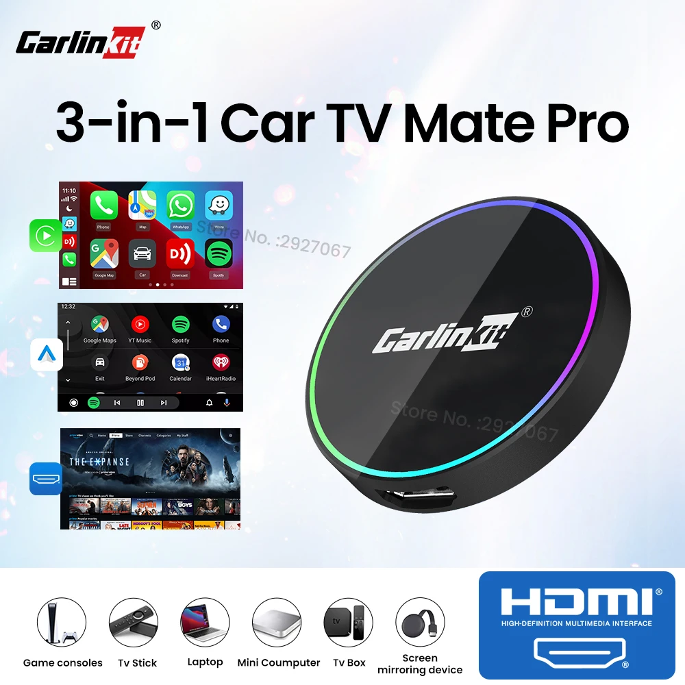 

Carlinkit Car TV Mate Pro Wireless CarPlay Android Auto Adapter HDMI In Converter Support TV Sticks 2K Video for OEM CarPlay Car