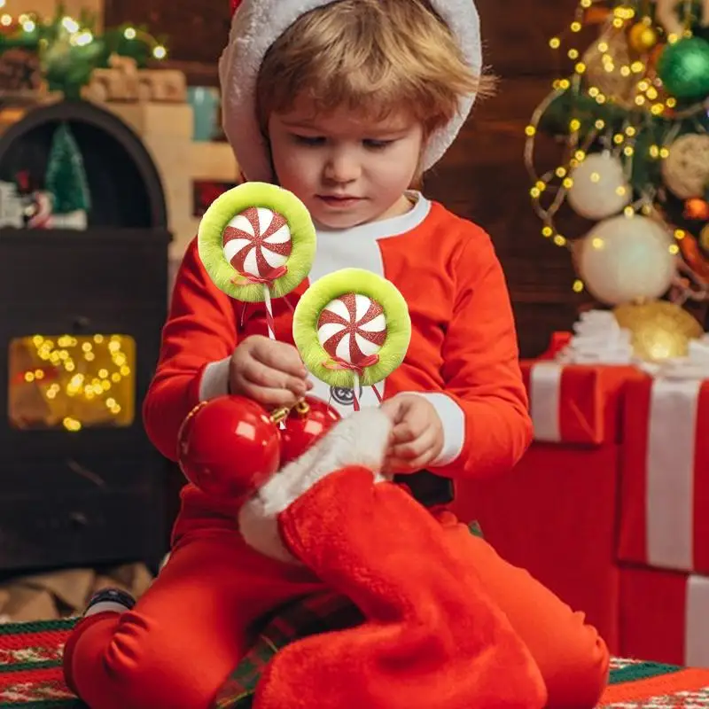 Adornos de dulces de menta, decoraciones navideñas para dulces, colgante artesanal de menta postiza falsa para interiores, medias de rama de chimenea