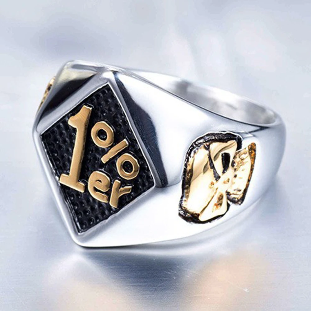 العصرية الرجال 1%er الذكور الدائري للنساء خمر ريترو الذهب اللون الفولاذ المقاوم للصدأ السائق المجوهرات بالجملة الكثير