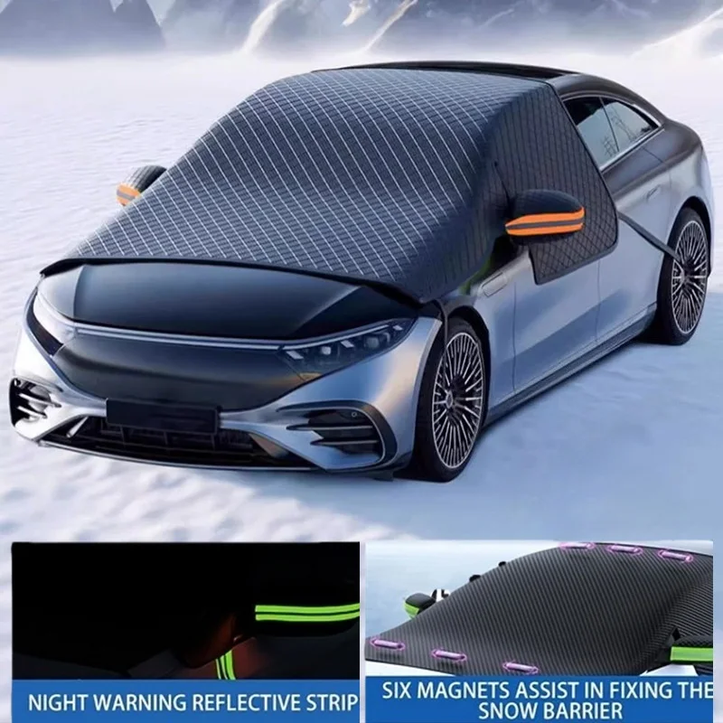 

Universal Magnetic Car Window Snow Cover With Reflective Strips Waterproof Thicken Anti Freeze Four Seasons Windshield Cover