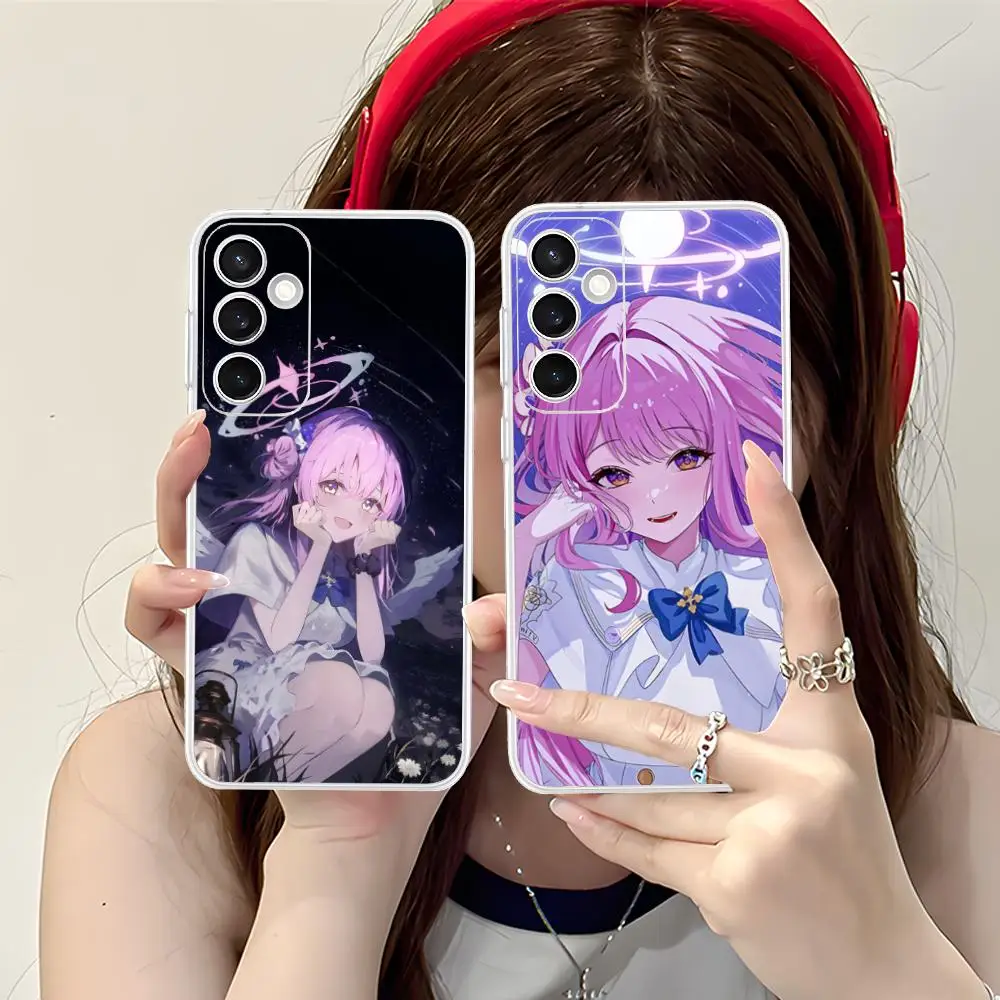 Funda de teléfono Misono Mika de archivo azul para Samsung Galaxy S25 S24 S23 S22 S21Plus FE, funda protectora de Color Ultra transparente para teléfono inteligente