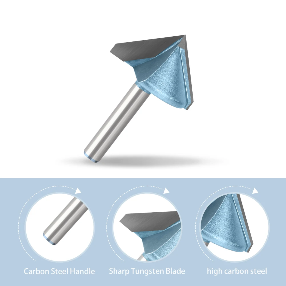 V Groove Template Router Bit, Esquerda e Direita, 6 1, 4Shank, 90 graus