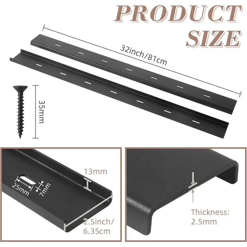 دعم سطح الطاولة Live Edge - دعامة فولاذية مكونة من 4 قطع على شكل حرف C، دعامة معدنية بأرجل مخفية لـ 32 لوحًا