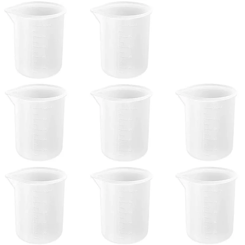 8 PCS 100 Ml Silicone Measuring Cups For Resin Non-Stick Epoxy Cups, Mixing Cups Glue Tools