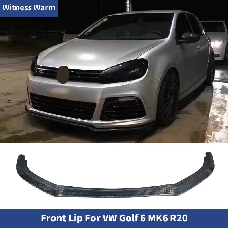 Carbon Fiber Car Front Bumper Lip Spoiler Fit for Volkswagen Golf 6 Mk6 R20 2009 - 2013 Front Splitter Car Body Kit