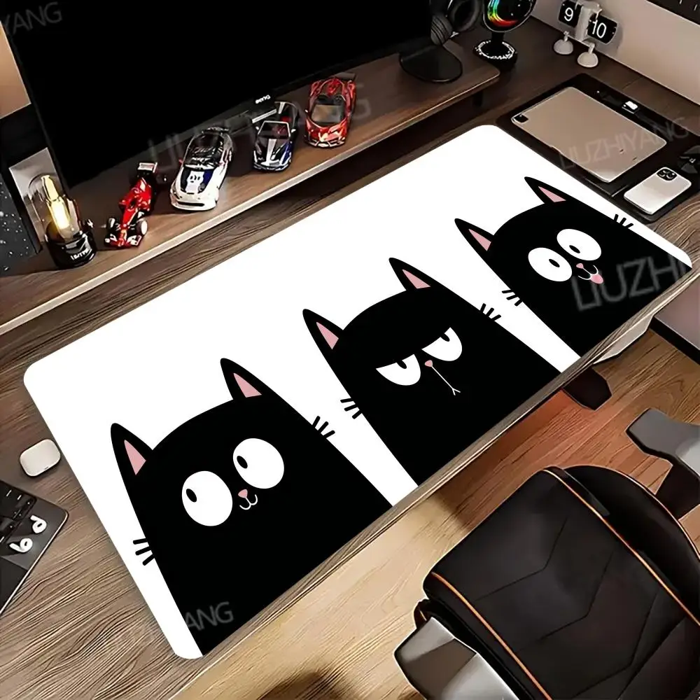 

Cartoon black cat face Mouse Pad Computer New XXL MousePads Keyboard Mouse Mat Gamer Soft Office Carpet Table Mats Long MousePad