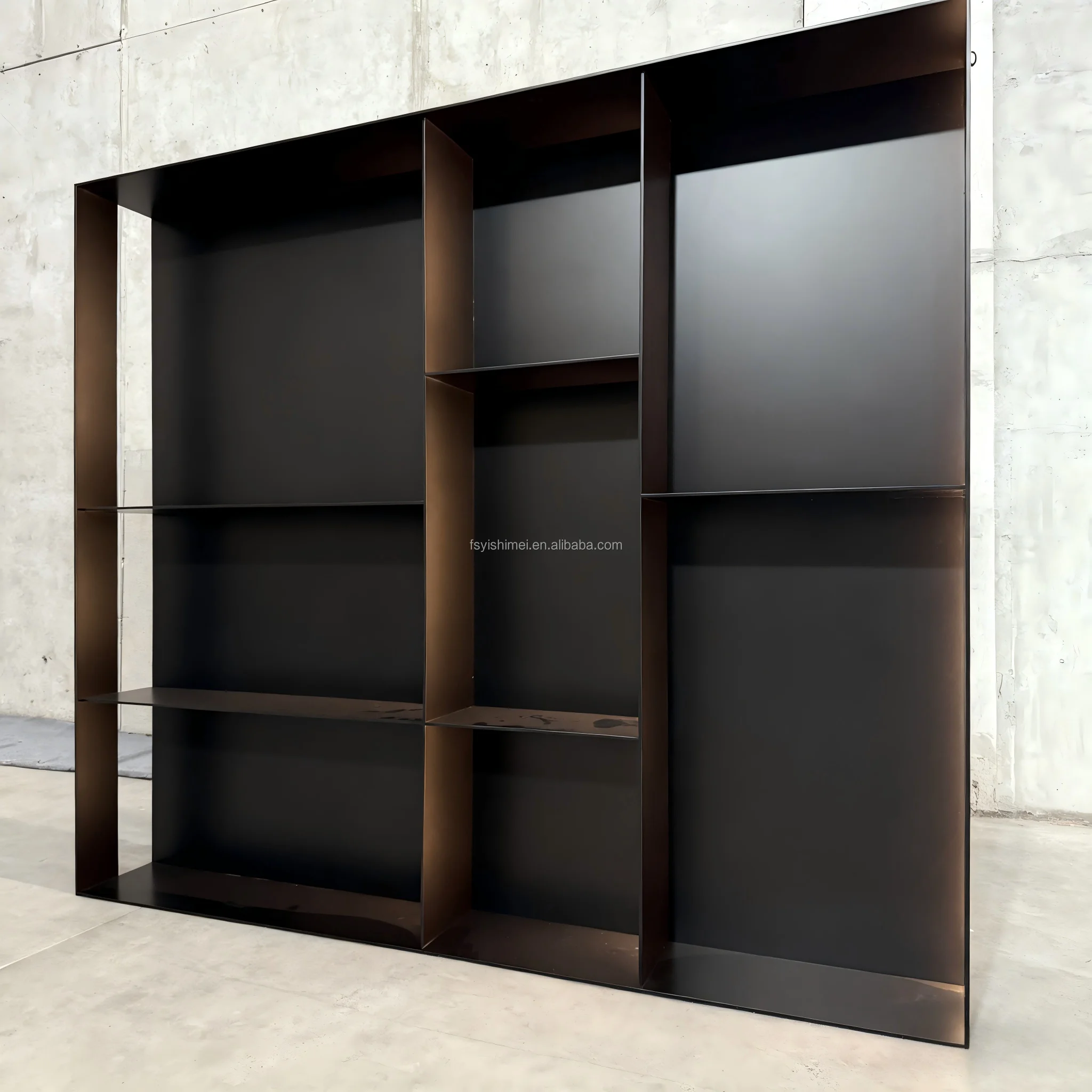 Modern Minimalist Luxury Modular Custom Metal Aluminum Wall Mounted Bookshelf Bookcase With Led Light for Living Room Office