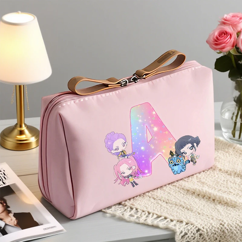 

KPop Demon Hunters Makeup Bag Female Toiletry Travel Zip Bag Make Up Case Storage Pouch FashionLady Cosmetic Bags Organizer Bags