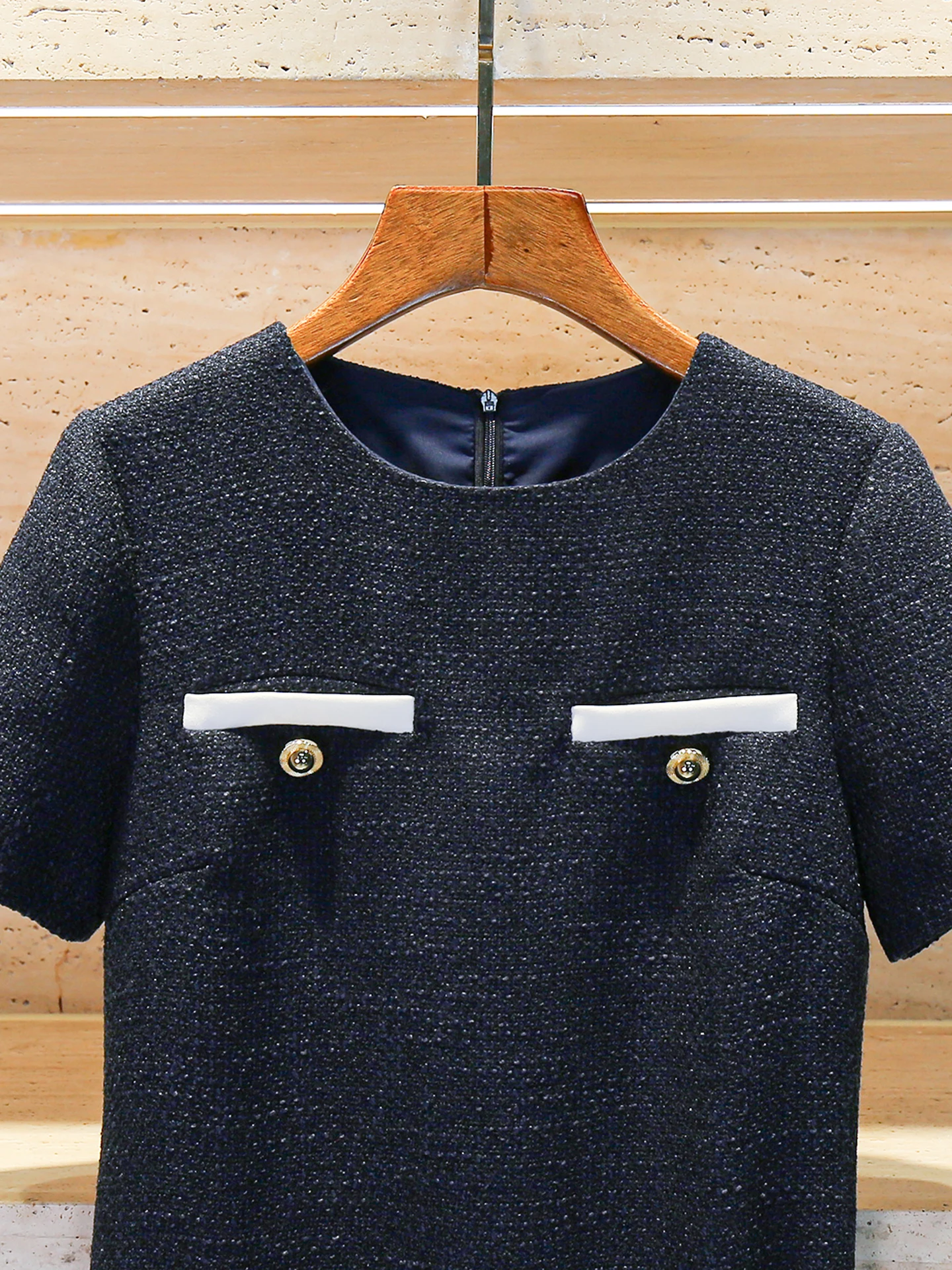 Vestido midi f de verão de alta qualidade, saia midi de tweed com cinto, vestido curto em linha A, tecido de poliéster...