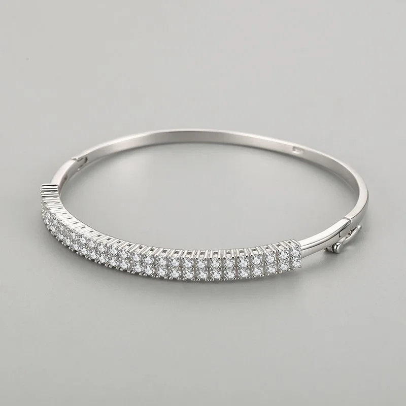 Fashion Lovely Bangle Real Pure Sterling 925 Silver Jewelry Real 925 Silver Bangle Cute Diamond Party 2025 Top Quality Jewelry