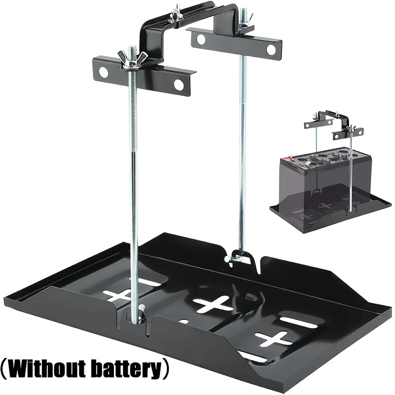 Universal Car Battery Hold down Clamp Kit Heavy Duty Adjustable Metal Bracket with Wing Nuts Battery Stabilizer Auto Hardware