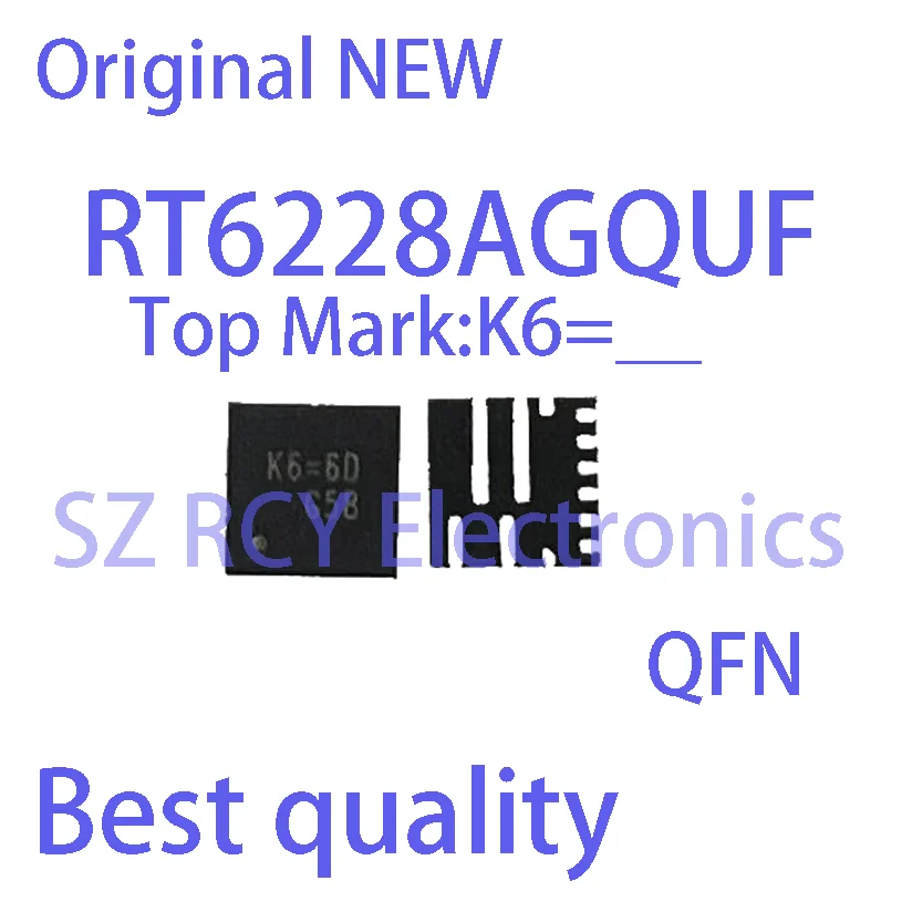 Chip eletrônico de IC Top Mark, RT6228AGQUF, RT6228A, K6 = QFN, 2-5 pcs, Novo