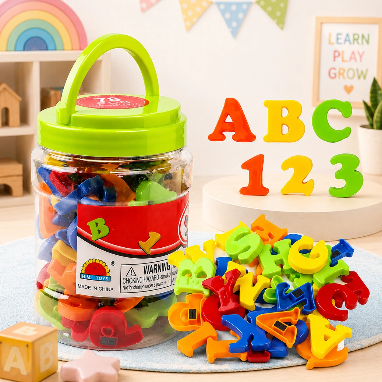 78-teiliges magnetisches Buchstaben- und Zahlen-Alphabet, buntes ABC 123-Lernspielzeug-Set, Vorschule, Lernen, Rechtschreibung, Zählen für Kinder – Detail 1
