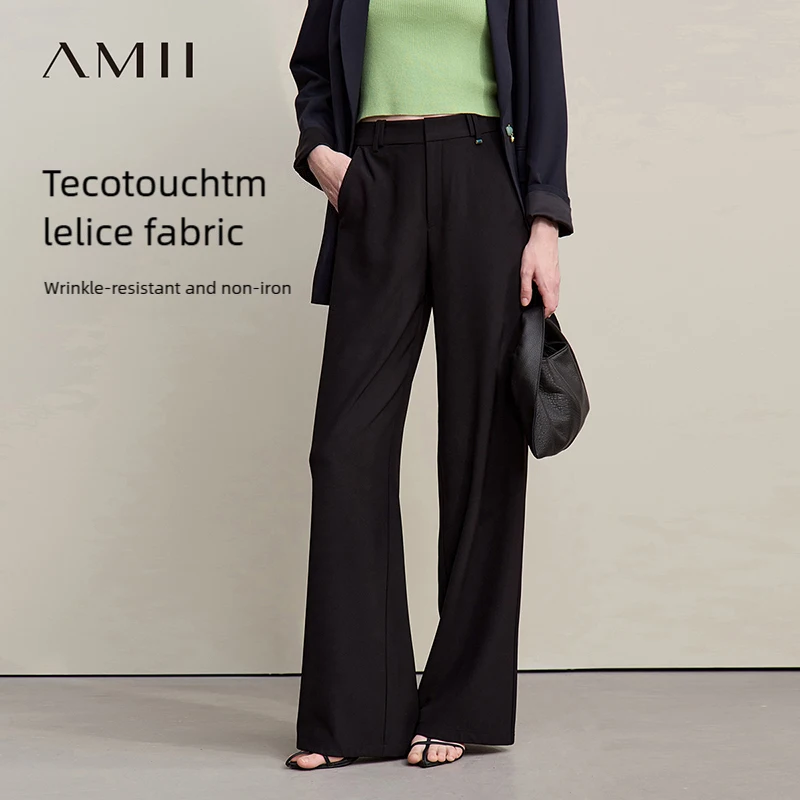 

Женские брюки Amii 2026: Новинка весенней коллекции, универсальные широкие брюки для города, однотонные, немнущиеся, повседневные, свободного кроя, модель 12641063