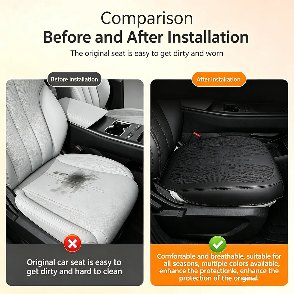 Full Wrapping Nappa Leather Car Seat Cushion Breathable Seat Pad Protect for Geely Coolray Emgrand Okavango Monjaro Preface EX5