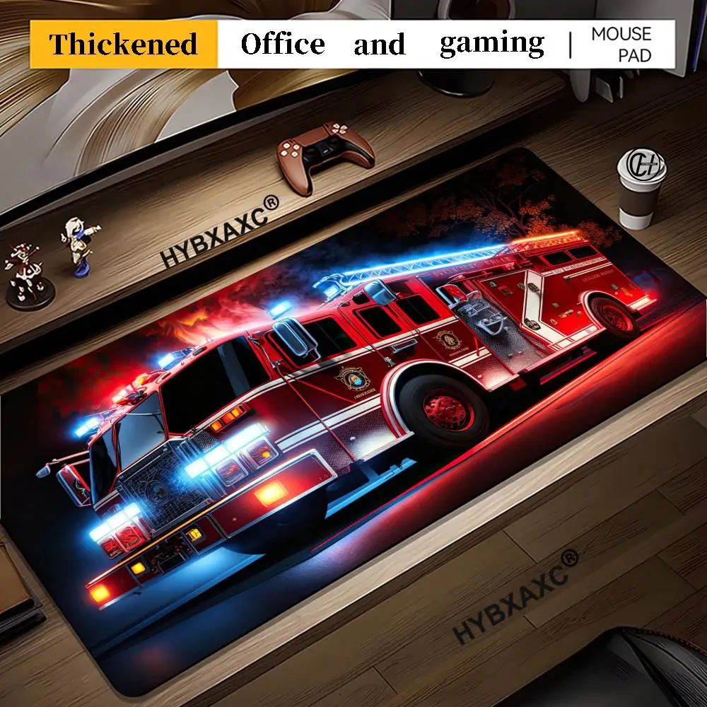 

Vibrant Fire Truck Design Mouse Pad Large Rubber Anti-slip PC Desk Accessories Mousepad for Offices and Gamer Keyboard Decor Mat