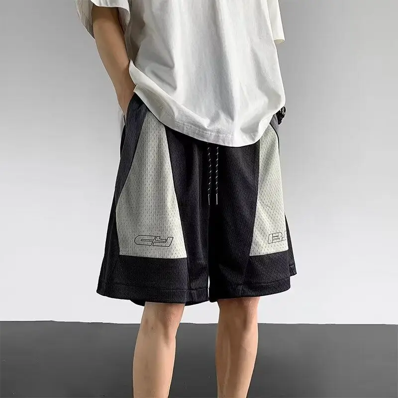 

Американские сетчатые шорты, мужские летние тонкие дышащие баскетбольные брюки с пятью точками, свободная спортивная одежда, повседневные брюки среднего размера