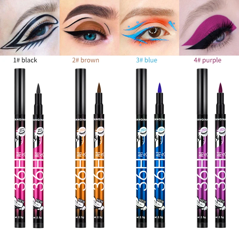 防水アイライナーペン,12ピース/箱黒,メイクアップペンシル,化粧品,速乾性