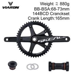 VIARON Circular hole 48T/49T Single Chainwheel Bicycle Crankset SKEACE 144BCD 165mm Integrated Fixed Gear Crank Alumniun Alloy