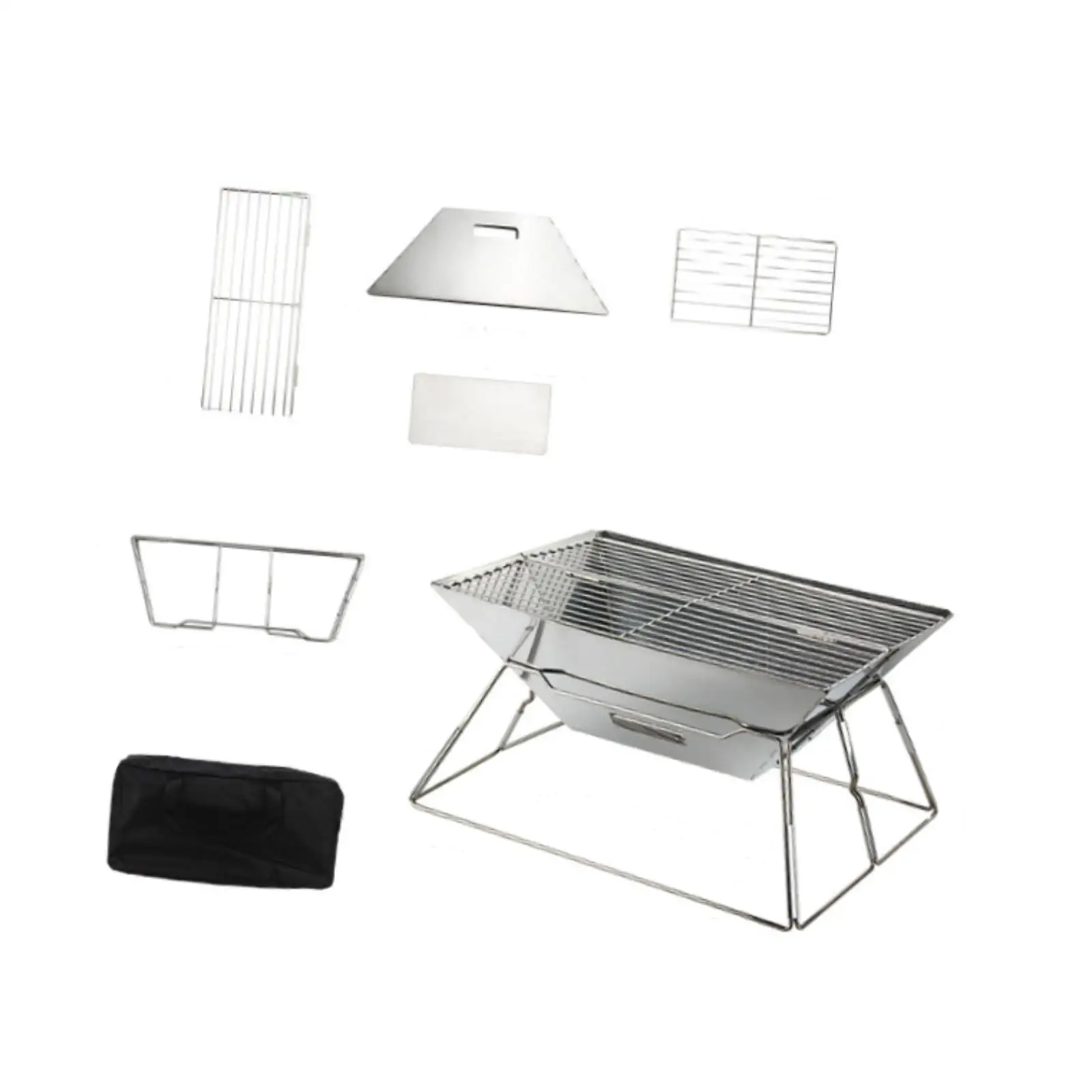 

Camping Charcoal Grill Foldable Grilling for Fishing Traveling Backpacking