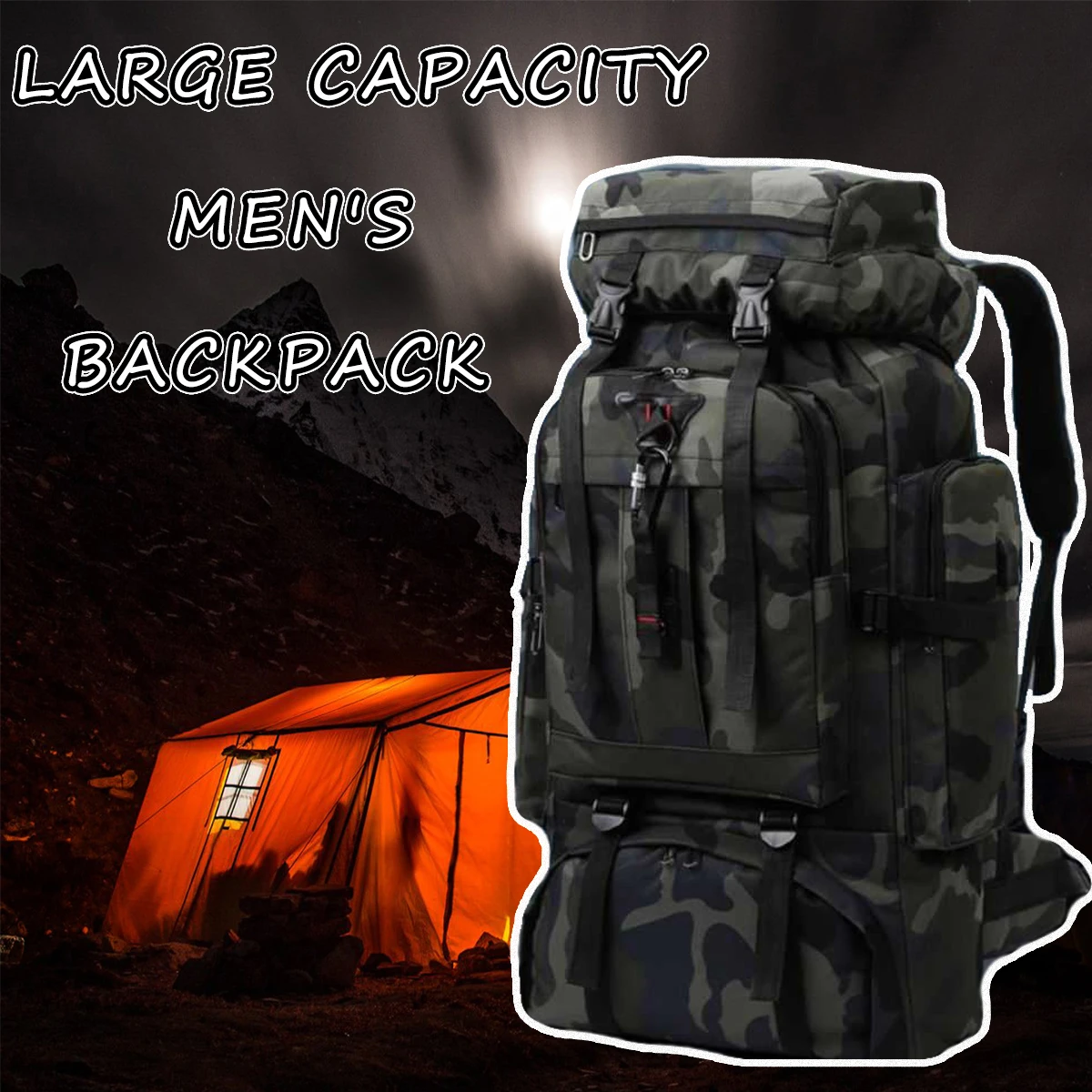 80L Large Capacity USB Charging Assault Pack  Climbing Trekking  Multifunctional Travel Backpack for Climbing Camping Outdoor