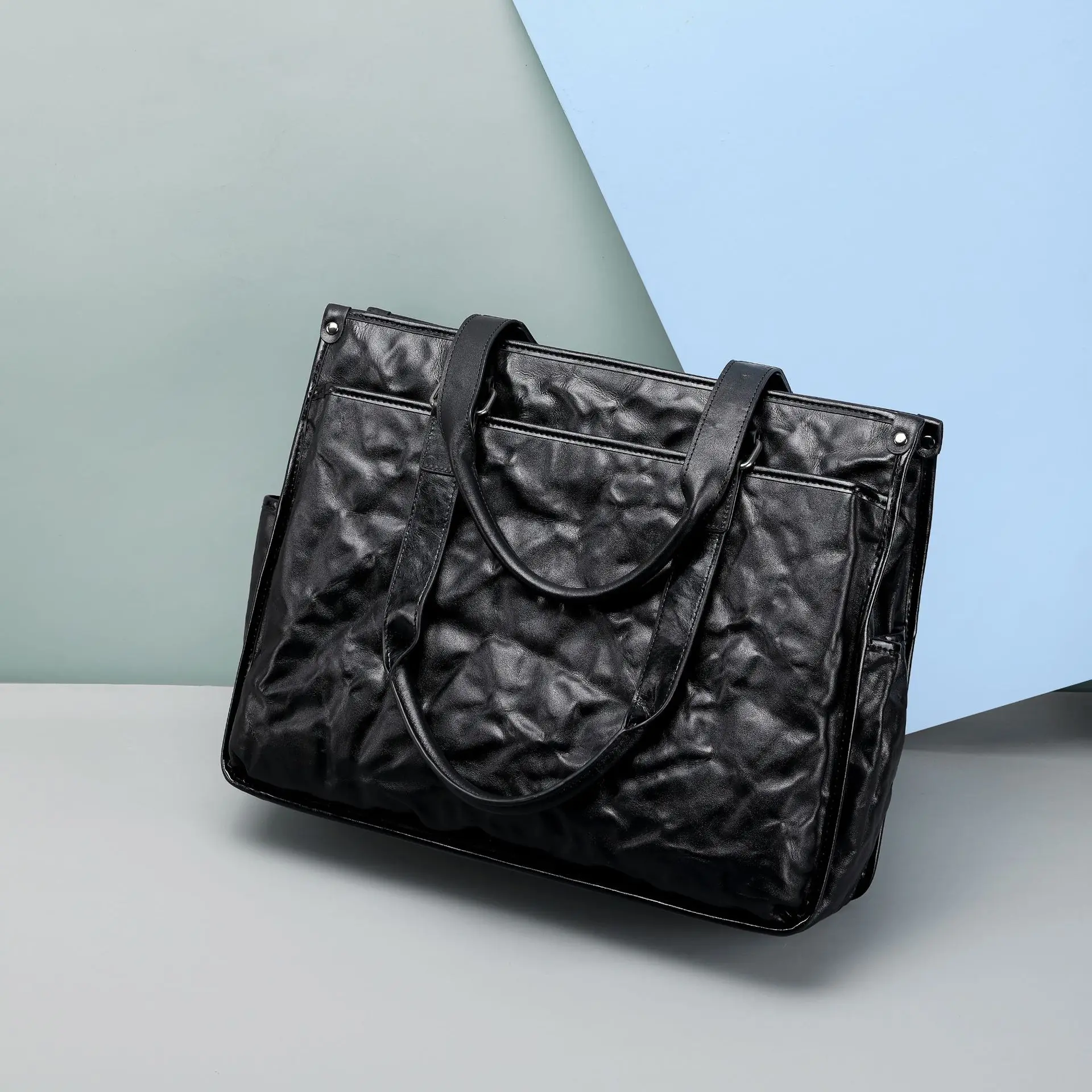 Top Layer Cowhide New Men's Handbag Large Capacity High-end Genuine Leather Tote Luxury Bag Briefcase Dropshipping Brief Case