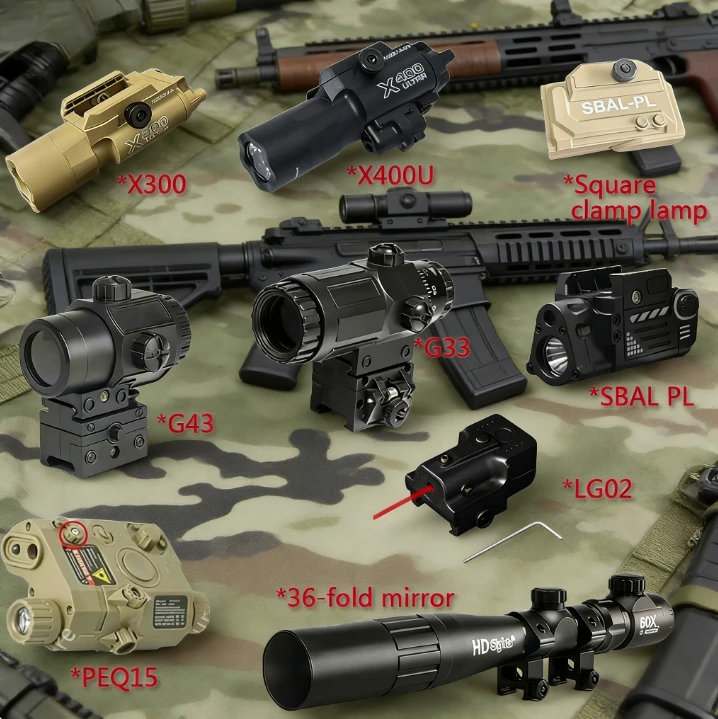 Combo de Linterna Láser Táctica PEQ15 X300 X400U - Actualización 2026 para Pistolas de Airsoft con Riel de 20 mm G33/G34 |   Equipo de Caza CS