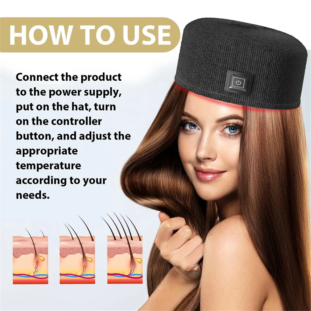 Sombrero para el cabello sin Frizz, gorro engrosador para el cabello, suministros para el cuidado del cabello, hidrata y repara el cabello seco y dañado, negro