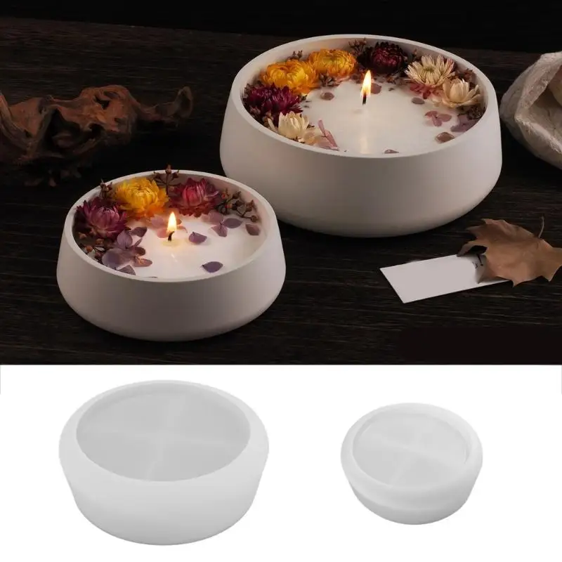 A52E Elegant Round Sturdy Silicone Mould for Epoxy Resin Castes Tray Dish Craft