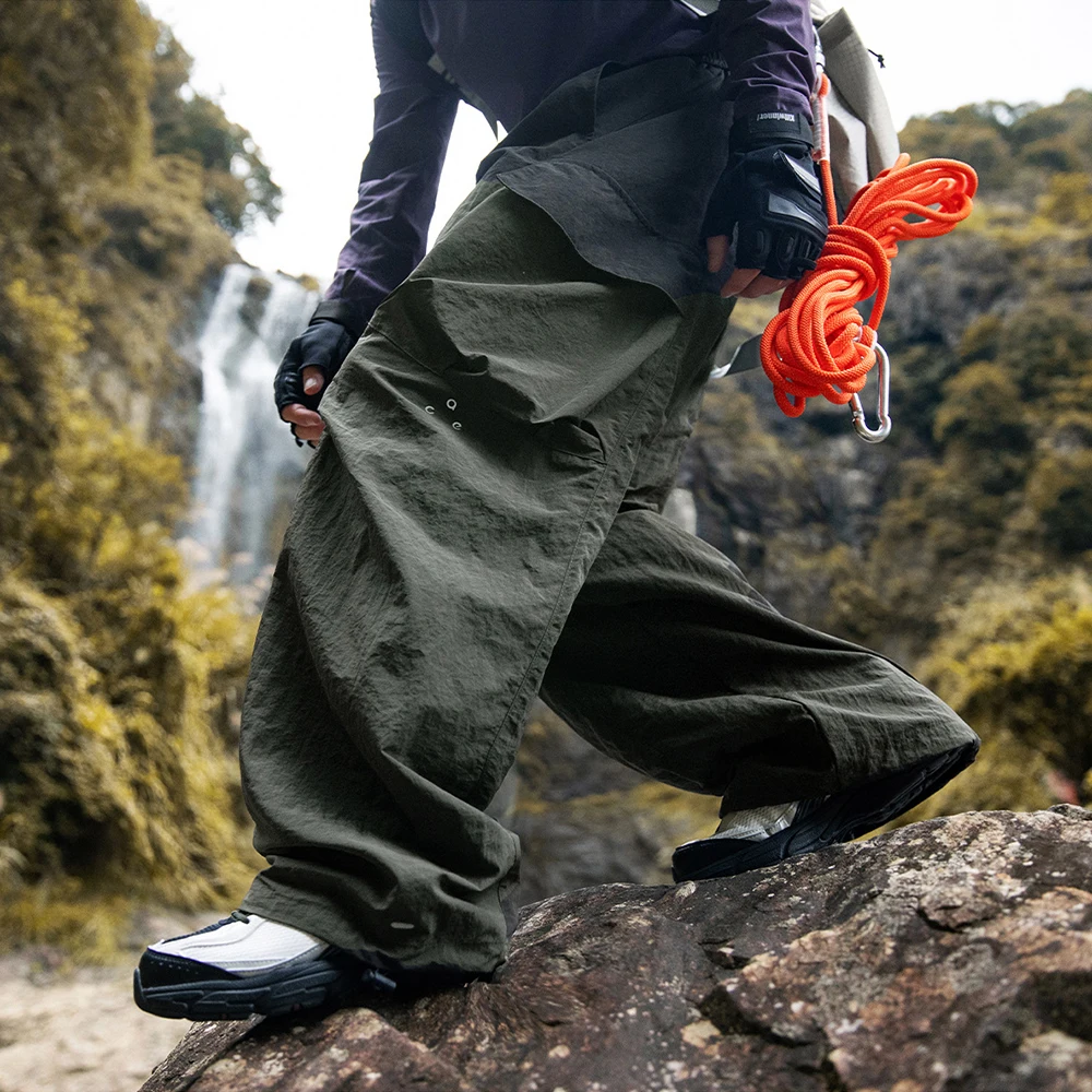 

TFETTERS Мужские мешковатые спортивные штаны, повседневные водонепроницаемые брюки с эластичной резинкой на талии, мужские дизайнерские брюки с большими карманами для мужчин, осенние брюки-карго