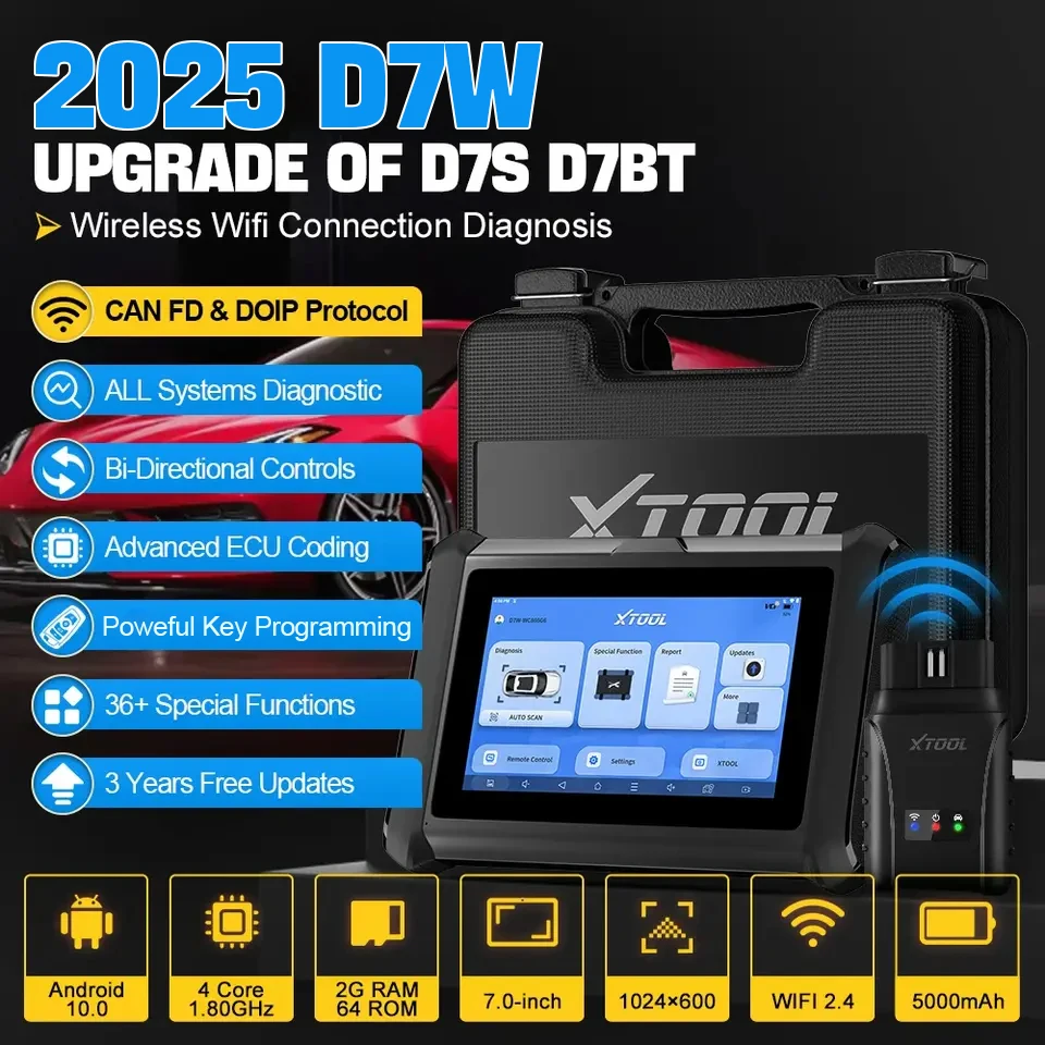 XTOOL D7W 2025 New of XTOOL D7BT All Systems WiFi Diagnostic Tools Car Bidirectional Automotive Scanner Built-in DoIP/CAN FD