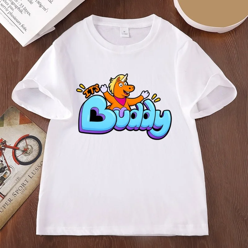 Buddy Unicorn T-Shirt für Herren und Damen, modisches Grafik-T-Shirt, Streetwear, Rundhalsausschnitt, bedrucktes T-Shirt, lässiges Baumwoll-T-Shirt mit kurzen Ärmeln. – Detail 11