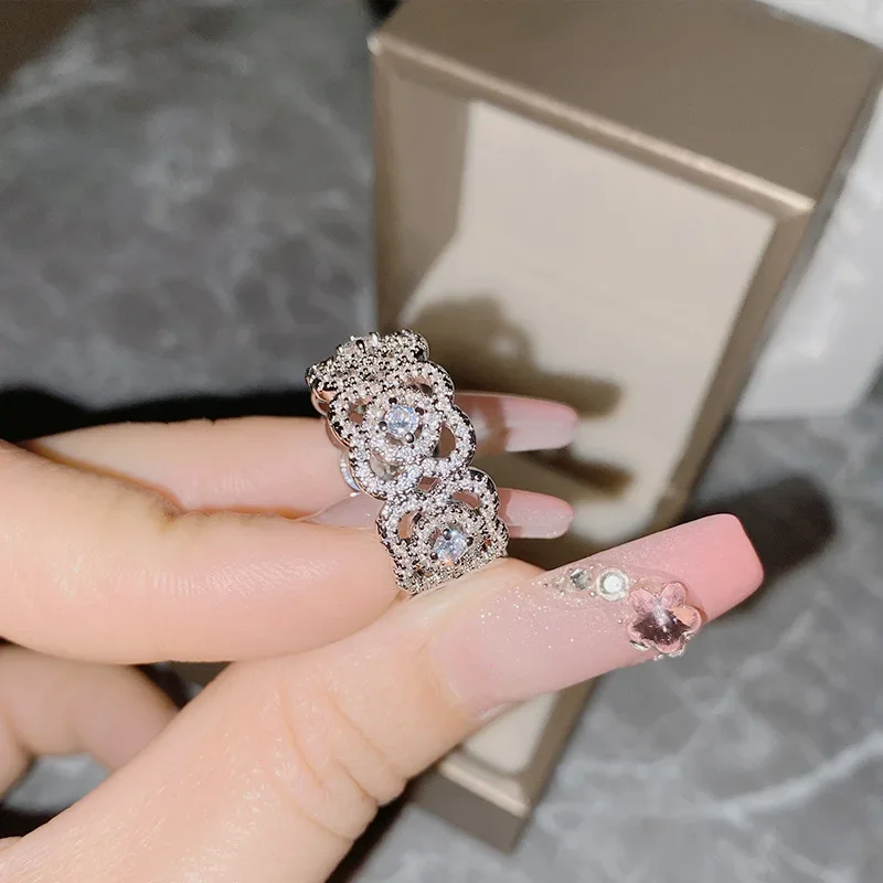 MDLFES مويسان الماس نمط مجوهرات خاتم رائع مطلية بالذهب أوروبا والولايات المتحدة البنصر الحي