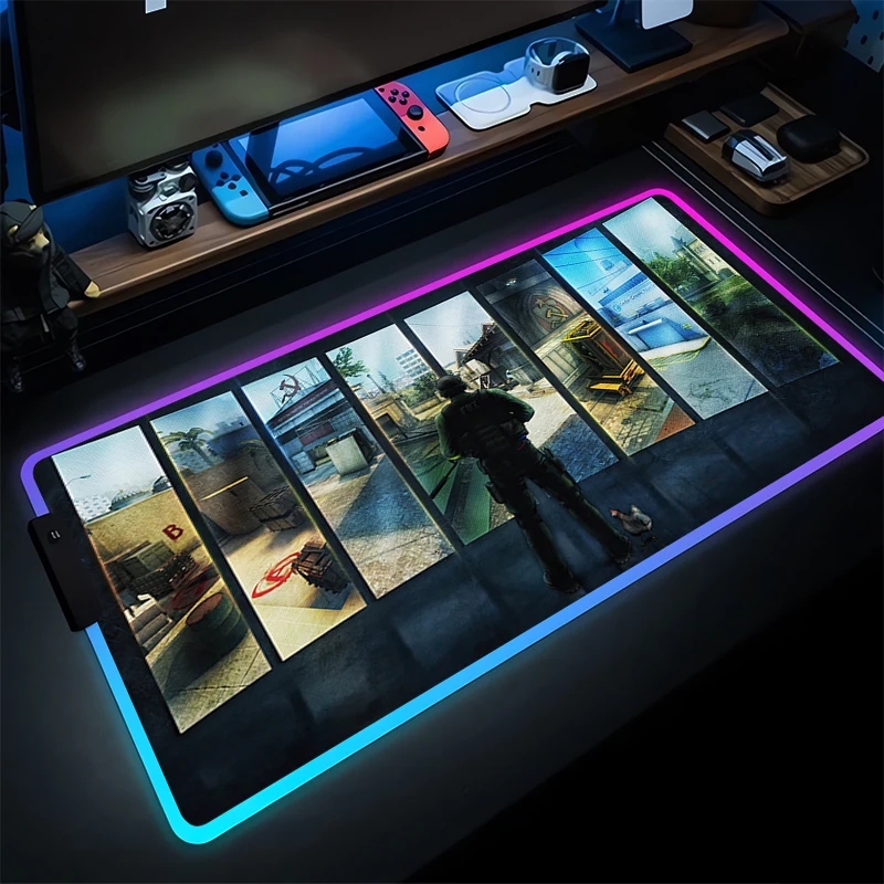 

LED Mouse Pad Computer Laptop Anime Keyboard Pad CSGO Gaming Mouse Mat Counter Strike Mousepad RGB Gamer Decoracion Desktop Mat