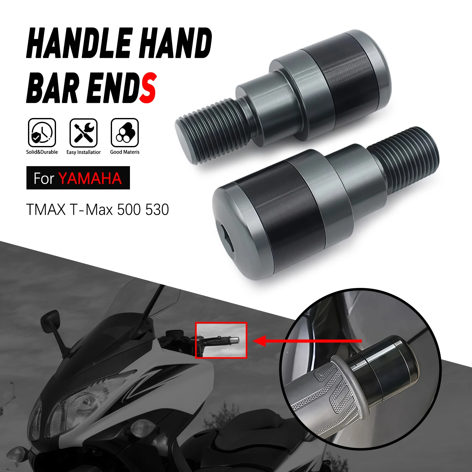 

For YAMAHA TMAX T-Max 530 500 Handlebar End Plug Slider Caps Motorcycle Scooters Handle Bar Grips Ends Protector Accessories