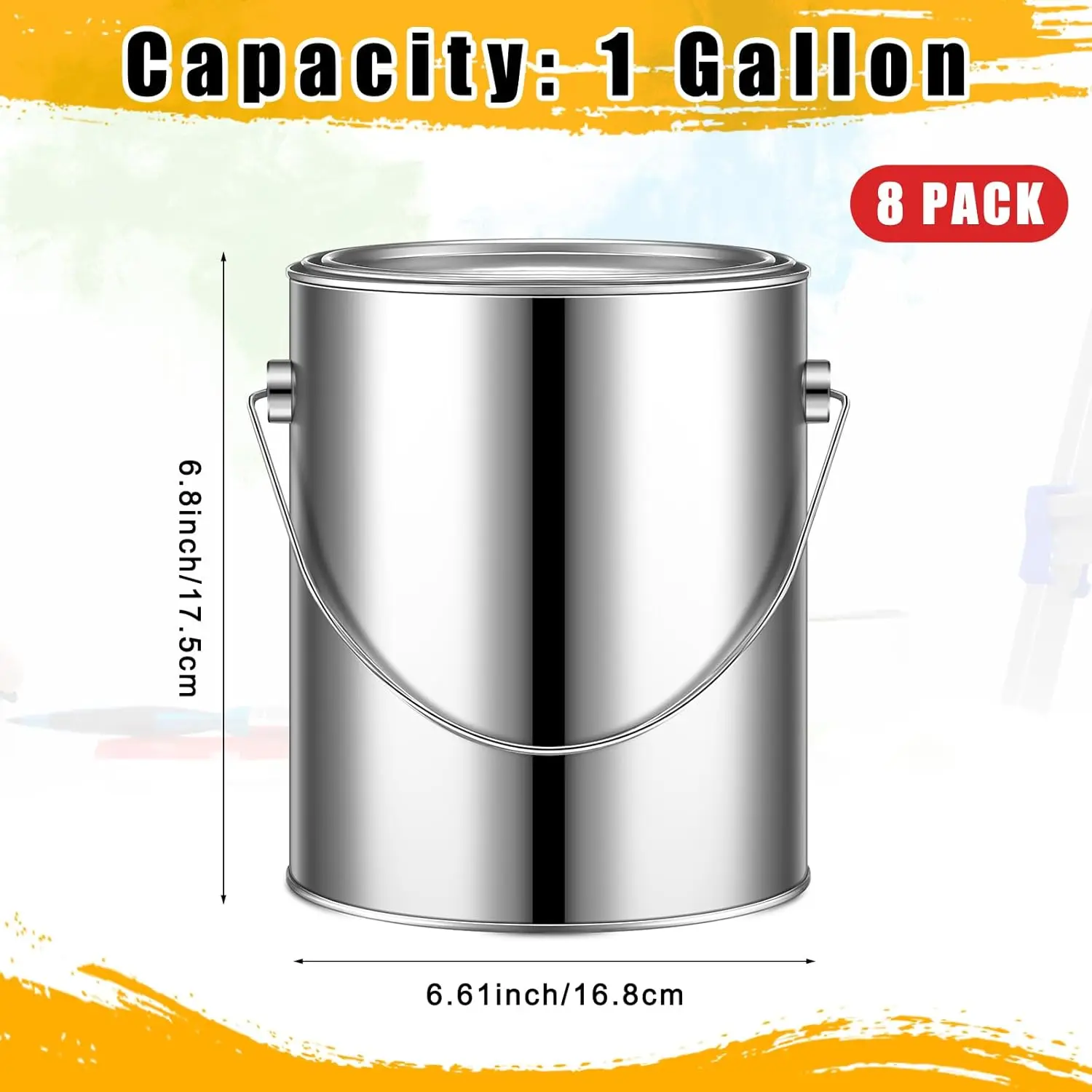 8 Pcs 1 Gallon Empty Paint Cans with Lids Metal Paint Bucket with Handle Paint Containers Paint Pail Tin for Paint Varnish Craft