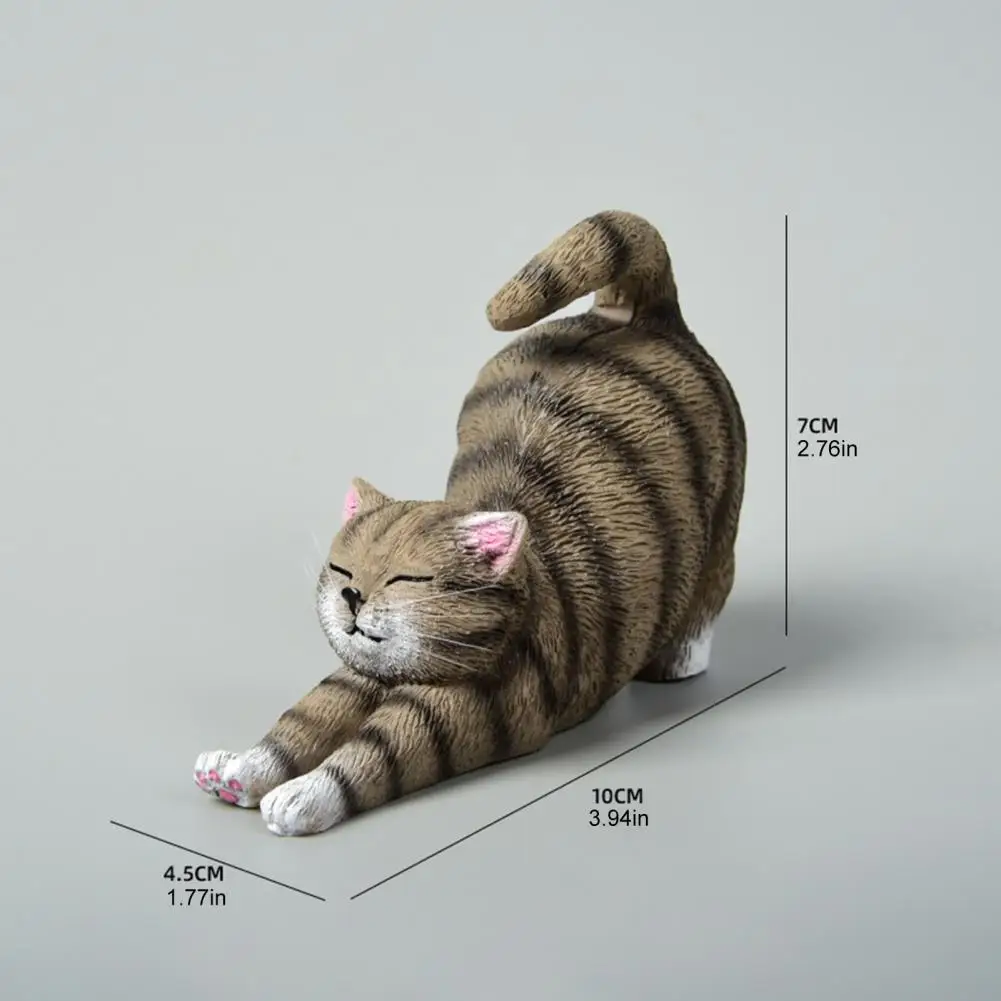 Cat Bookshelf Decor Mini Cat Figurines Set Cute Resin Kitten Sculpture Small Stretching Cat Statue for Indoor Home for Home