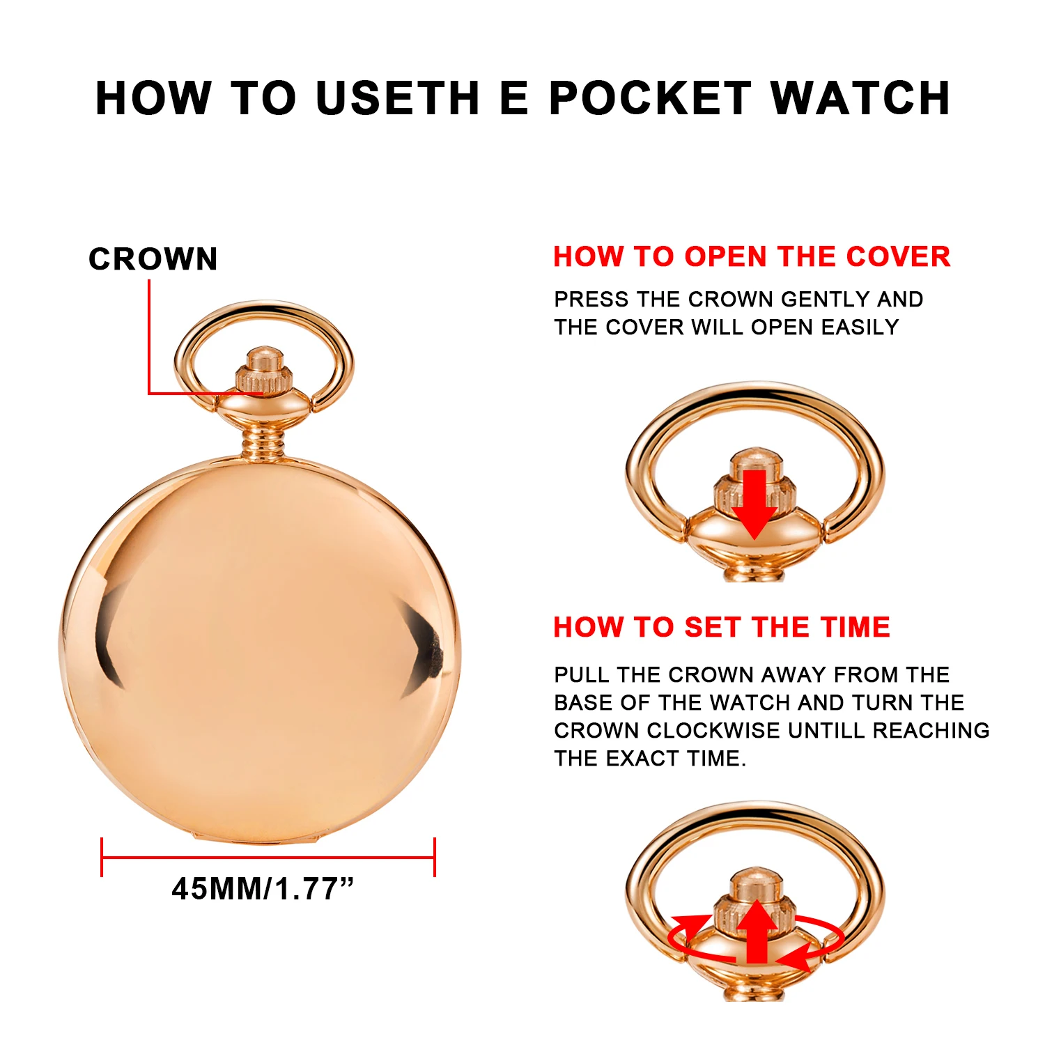 Relojes de bolsillo de moda lisos de lujo Reloj Fob Reloj de bolsillo Steampunk con cadena de mezclilla El mejor regalo para hombres y mujeres