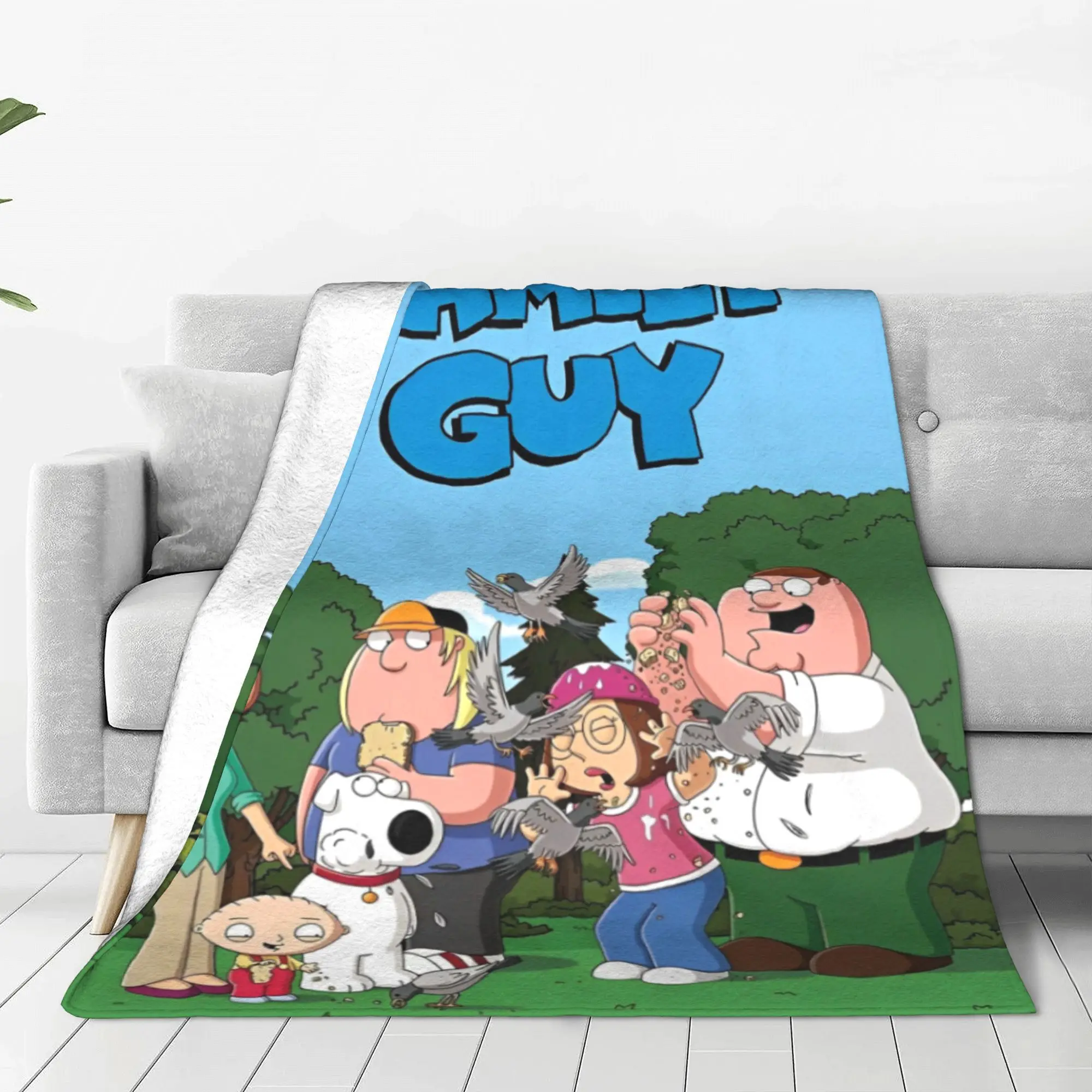 Families Guys Peter Griffin Blankets Flannel Cartoon Funny TV Lightweight Thin Throw Blankets Airplane Travel Plush Thin Quilt