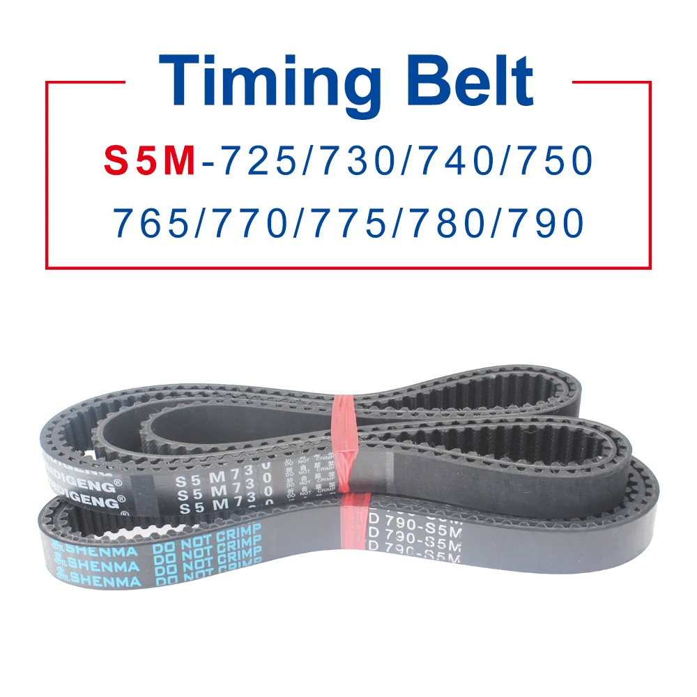 1 Piece Timing Belt S5M-725/730/740/750/765/770/775/780/790 Circular Teeth Belt Width 10/15/20/25/30 mm Teeth Pitch 5 mm