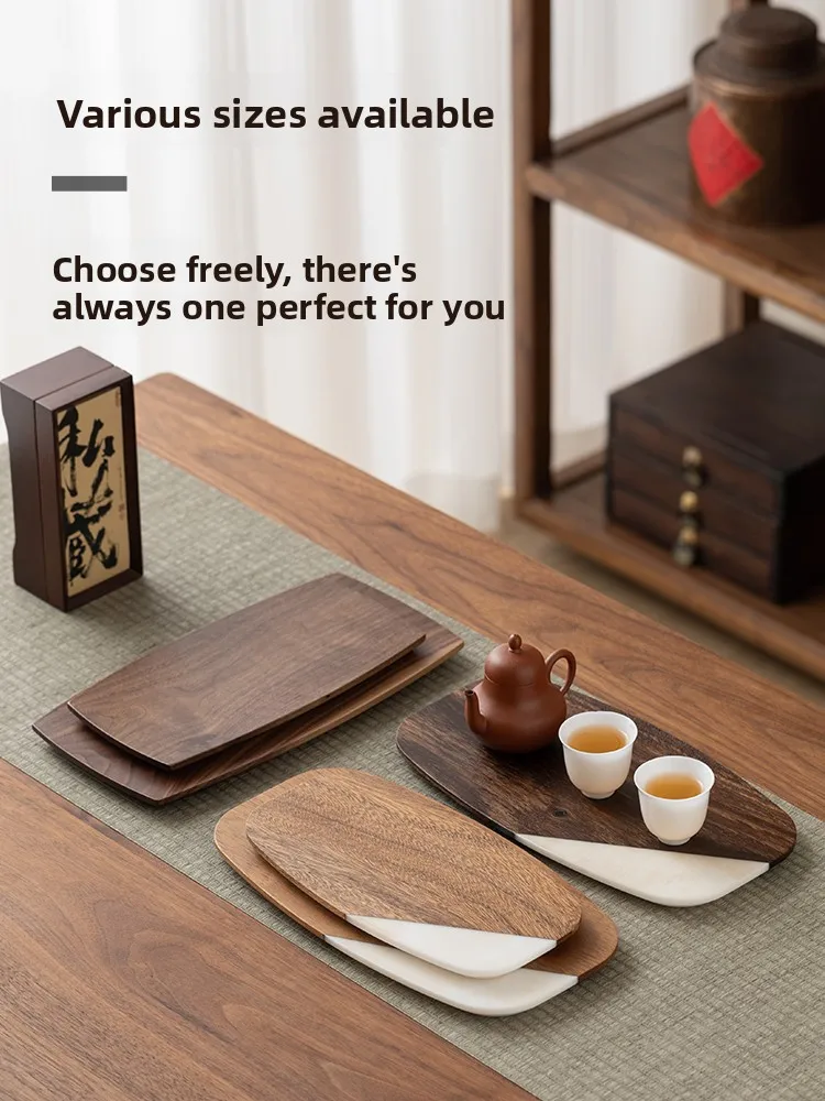 Modern Simplicity Black Walnut Wood Rectangular Japanese Style Tea Set Dessert Tray Afternoon Tea Dry Puffing Sand Tray