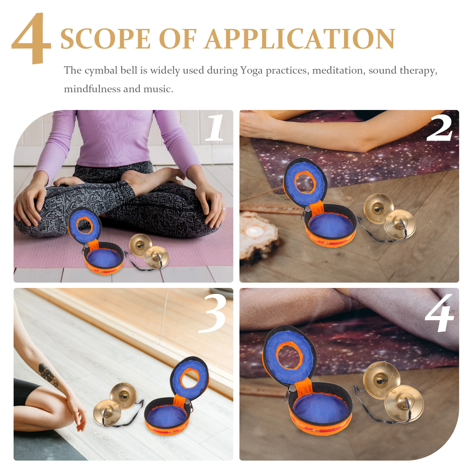 1 Set Di Piatto Campana In Rame Dito Mano Strumento A Percussione Tingsha Meditazione Campana Yoga Stile Religioso Cantante Carillon Durevole