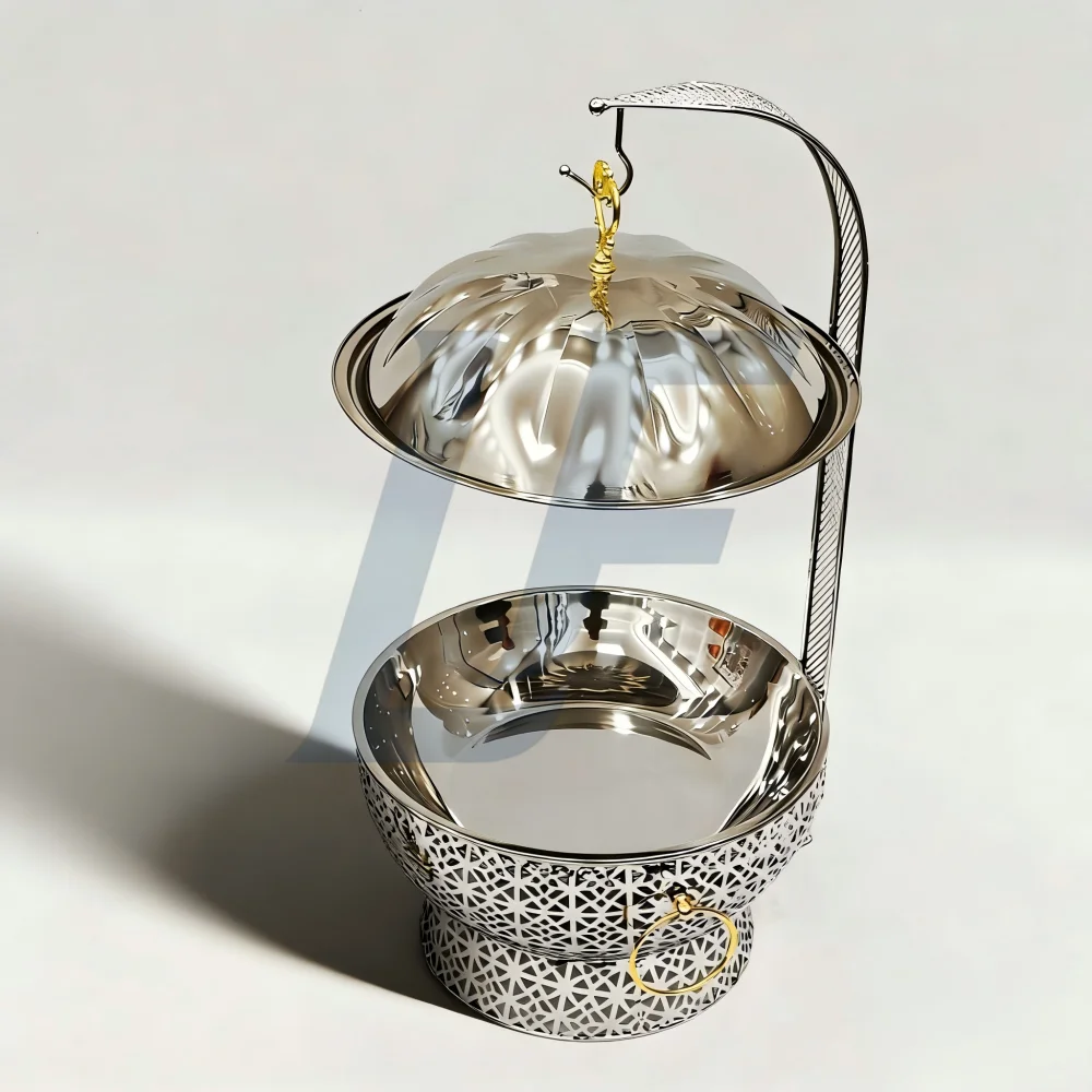 Wedding stainless steel insulation pot buffet set 8.0L silver, alcohol fuel, suitable for catering