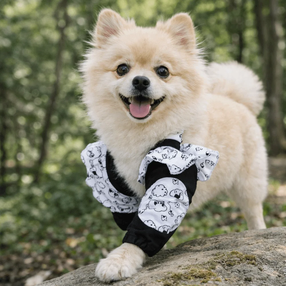 

Wear Resistant Dog Joint Protection Cover Cartoon Stroke Pattern Dirt-Proof Pet Front Leg Sleeve Elastic Soft