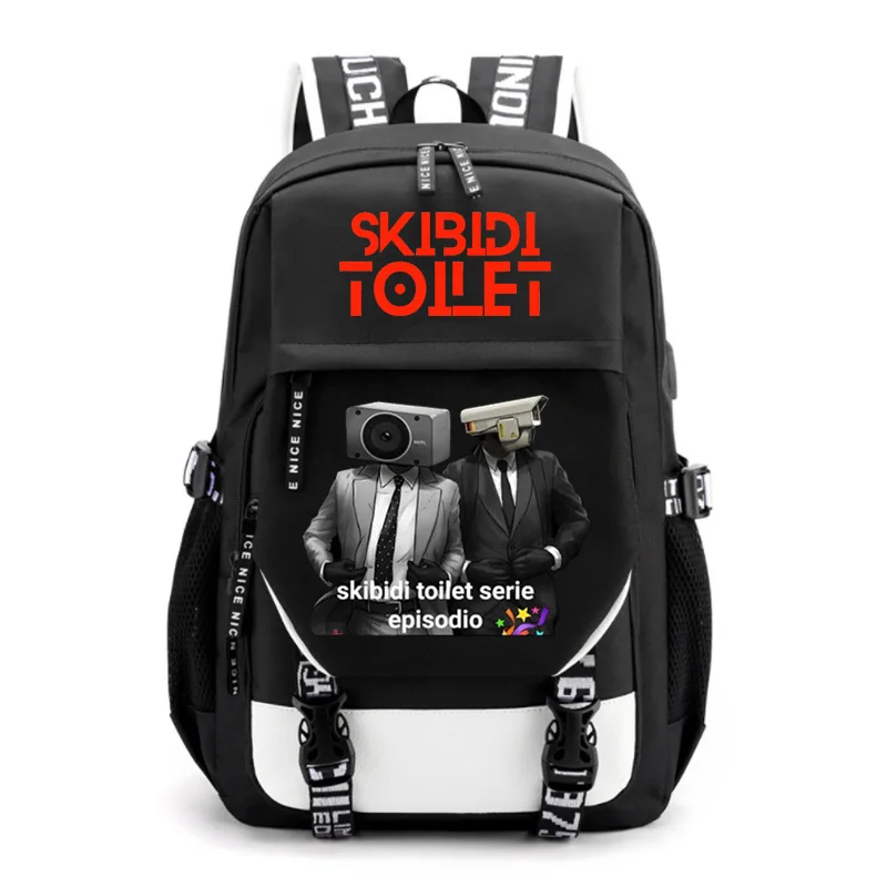 Skibidi Toilet Backpacks USB Black Women Men Travel Casual Backpacks Middle School Students Teens Laptop caderno escolar