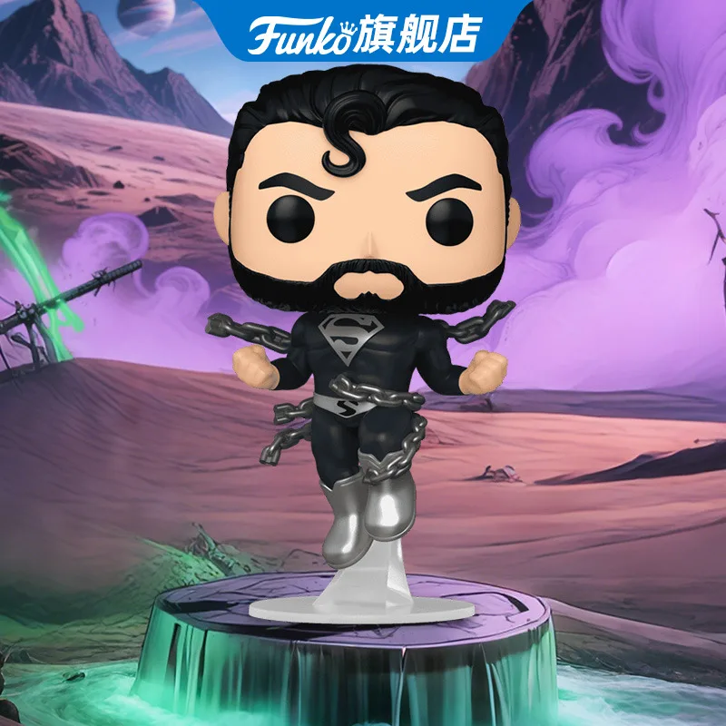 

DC Superman New Adventure Funko Pop Anime & Manga Black Superman American Comics Toys for Boys Gift Collectible Ornaments