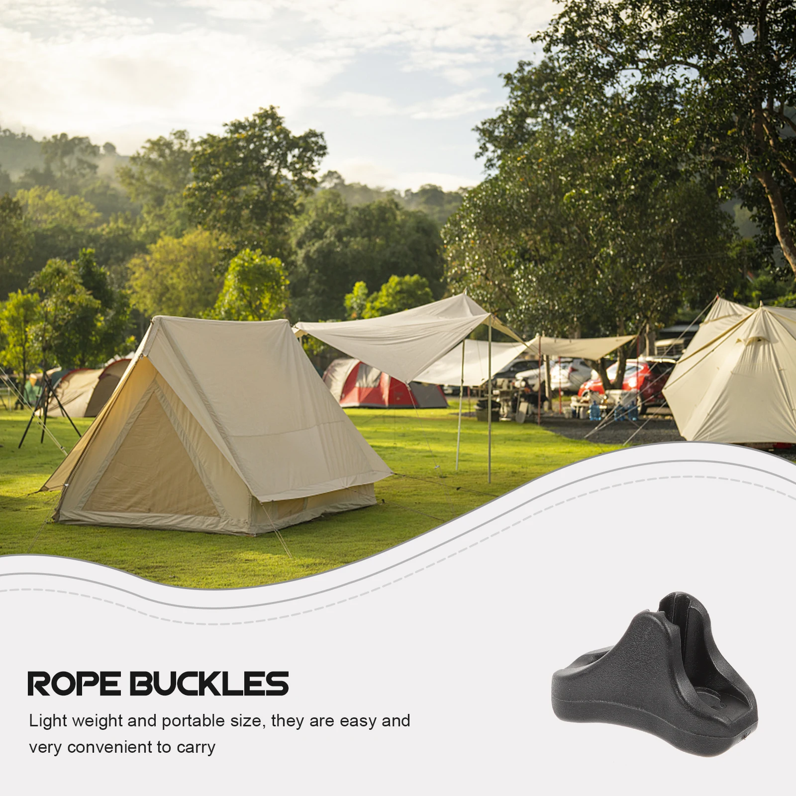 

50pcs Tent Rope Adjuster Black Plastic Hooks Camping Accessories Lightweight Multifunctional Fixers Durable Outdoor