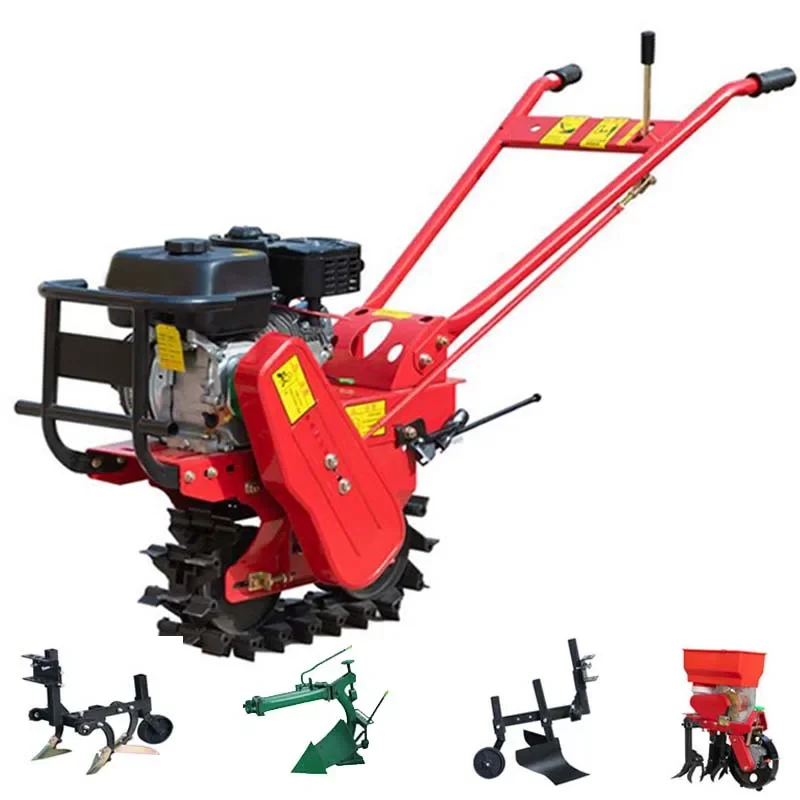 

170 Gasoline Micro Cultivator Small Multifunctional Rotary Lawn Mower with Chain Track Other Agricultural Machinery Equipment