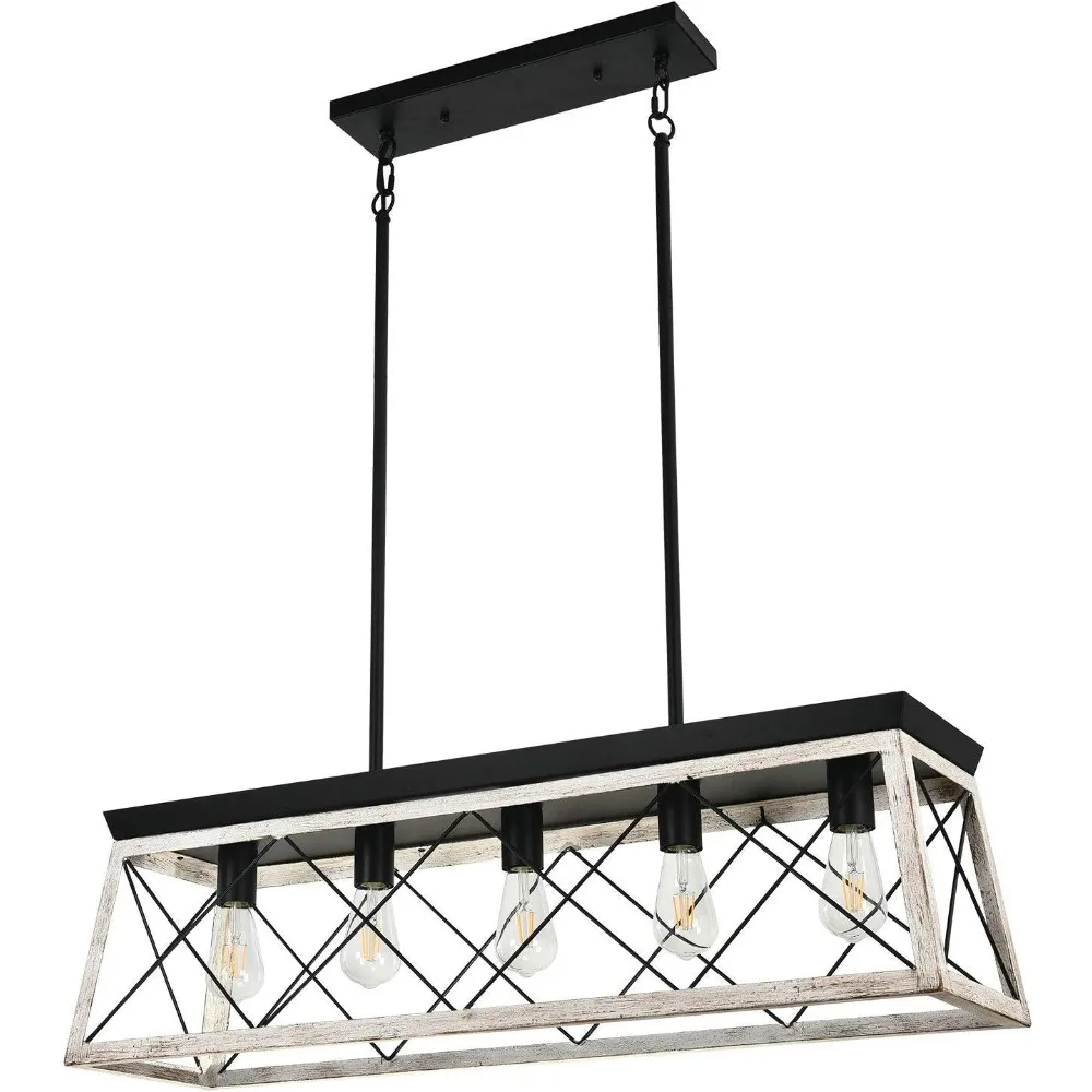 ثريا مستطيلة لمزرعة luupyia ريفية، 5 مصابيح إضاءة جزيرة المطبخ، تركيبات إضاءة الجزيرة الخطية قلادة المزرعة #1